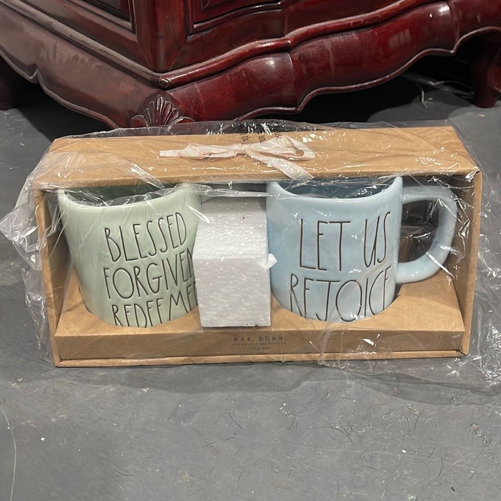 Rae Dunn 2 pack Redeemed Mug Set. NWT